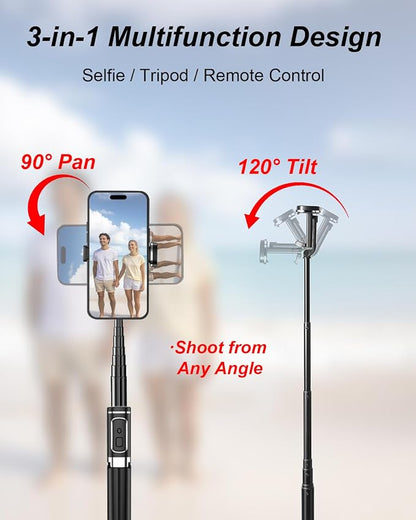 CAMBOFOTO Selfie Stick Tripod,Compact Stand – Stable, 360° Rotating Head, 2-in-1 Design for Selfies & Hands-Free Shots – Ideal for Vloggers, Travelers and Photographers