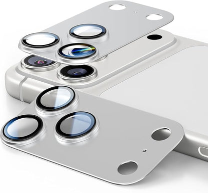 Camera Lens Protector for iPhone 17 Pro max, Aluminum Alloy, Tempered Glass Screen Protection,2pack, Silver