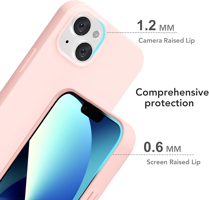 for iPhone 13 Mini/ 12 Mini Case Silicone Compatible with Magsafe Case, Ultra Slim Thin Magnetic Phone Cases Mag Safe, Cute Soft Rubber Gel Matte Wireless Charging Cover for Women, Light Pink