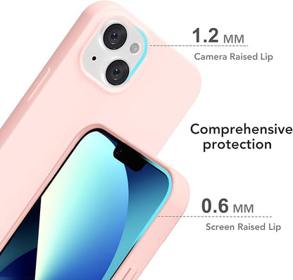for iPhone 13 Mini/ 12 Mini Case Silicone Compatible with Magsafe Case, Ultra Slim Thin Magnetic Phone Cases Mag Safe, Cute Soft Rubber Gel Matte Wireless Charging Cover for Women, Light Pink