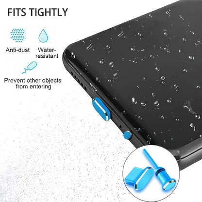 USB C Port Dust Cover Plug Cap 2 Metal Anti Dust Protectors for Smartphone Laptop Charging Port with SIM Card Removal Pin Compatible with Samsung Galaxy S24 S23 S22 S21(Blue)