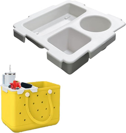 Top Cup Phone Holder Tray Storage Lid for Stanley Compatible with Bogg Bag XL Cover, Cup Organizer Holder Waterproof Silicone Multifunctional Storage Box for Outdoor Beath Camping Travel (Gray, L)