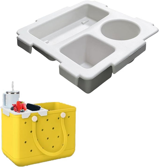 Top Cup Phone Holder Tray Storage Lid for Stanley Compatible with Bogg Bag XL Cover, Cup Organizer Holder Waterproof Silicone Multifunctional Storage Box for Outdoor Beath Camping Travel (Gray, L)