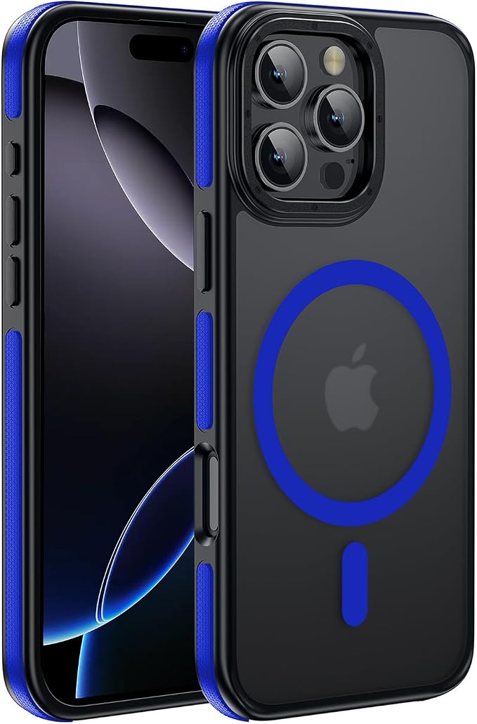 Strong Magnetic for iPhone 16 Pro Max case [10Ft Military-Grade Protection] Compatible with fit MagSafe Shockproof Slim Thin Cover case for iPhone 16 Pro Max 6.9 inch, Bumper Blue