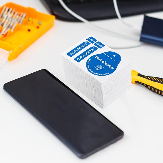 Mikikit Dust Absorber Sticker, 200pcs Dust Removal Stickers Laptop Phone Tablet Screen Cleaning Stickers LCD Dust Remover Sticker Cleaning Tools for Phone Tempered Glass Screen Film