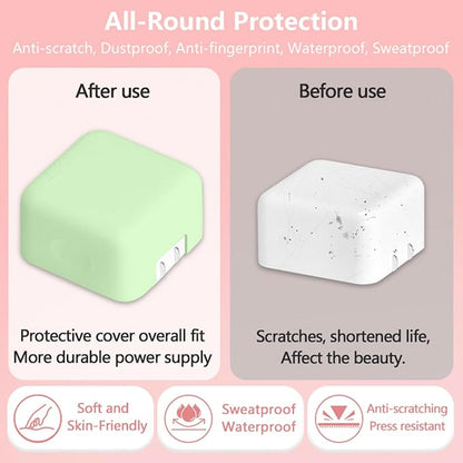 Soft Silicone Charger Case Compatible with Apple 40W Dynamic Power Adapter (60W Max) for iPhone Series & MacBook Air 13/13.6/15 M5 A3448 A3449, Shockproof Anti-Scratch Protective Cover, Green