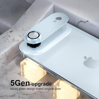 Choiche Compatible for iPhone 17 Air Camera Lens Protector, Strong Adsorption Camera Cover with 9H Tempered Glass Lens Screen Protector Metal Ring Decoration Accessories 6.5-inch (Sky blue)