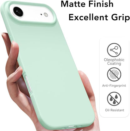for iPhone 17 Air Case Silicone Compatible with Magsafe Case, Ultra Slim Thin Magnetic Phone Cases Mag Safe, Cute Soft Rubber Gel TPU Matte Plain Wireless Charging Cover for Women, Mint Green