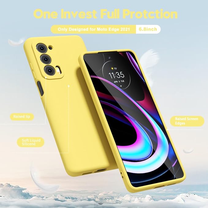 oakxco for Motorola Moto Edge 2021/Edge 2021 5G UW Phone Case Liquid Silicone, Thin Slim Soft Rubber Gel TPU Plain Simple Cover for Women, Matte Solid Color, Lilac Light Purple Lavender Wine
