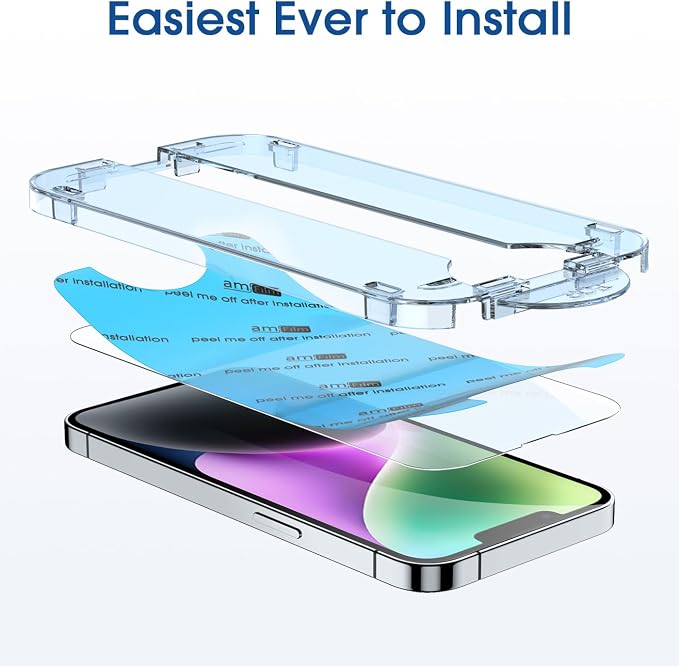 amFilm Screen Protector OneTouch for iPhone 14 Plus 6.7" 2022 iPhone 13 Pro Max 6.7" 2021 with Easy Installation Kit, Full Coverage Case Friendly, Tempered Glass, 2 Pack