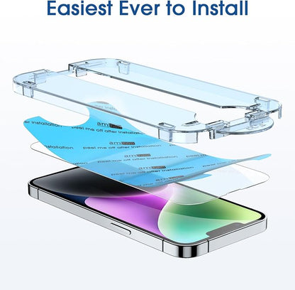 amFilm Screen Protector OneTouch for iPhone 14 Plus 6.7" 2022 iPhone 13 Pro Max 6.7" 2021 with Easy Installation Kit, Full Coverage Case Friendly, Tempered Glass, 2 Pack
