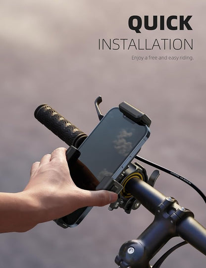 Lamicall Motorcycle Bike Phone Mount - [Full-Around Protection Clip] Bicycle Handlebar Phone Holder, Motorcycle Phone Clip, Scooter Clamp for iPhone 16 15 14 Pro Max/Plus, S24 Ultra and 4.7-7" Phones