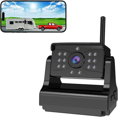 Wireless Backup Camera, Ultra Strong WiFi Signal Clear Picture Magnetic Rechargeable Rear View Reverse Back up Camera for Hitch Gooseneck Travel Boat Horse Trailer Truck Camper RV Pickup iPhone