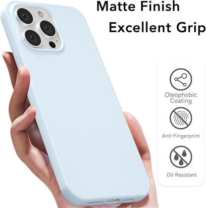 for iPhone 13 Pro Case Silicone Compatible with Magsafe Case, Ultra Slim Thin Magnetic Phone Cases Mag Safe, Cute Soft Rubber Gel TPU Matte Plain Wireless Charging Cover for Women, Light Blue