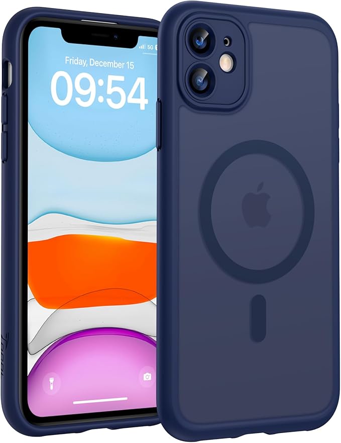 TOCOL for iPhone 11 Case, Compatible with Magsafe, Full Camera Protection, Built-in Magnets, Drop Protection, Translucent Matte Phone Case for iPhone 11 6.1 inch (Dark Blue)