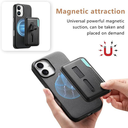 Wallet Case for iPhone 17 Pro Max/17 Pro/Air/17,Heavy Duty Protection Magnetic Detachable Card Holder 2 in 1 Protection Shockproof Phone Cover (17 Pro,Brown)