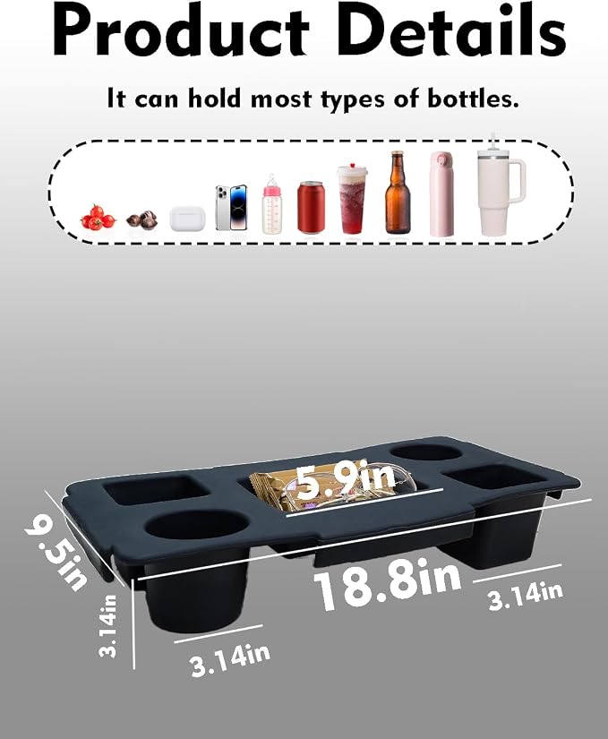 Top Cup Phone Holder Tray Storage Lid for Stanley Compatible with Bogg Bag XL Cover, Cup Organizer Holder Waterproof Silicone Multifunctional Storage Box for Outdoor Beath Camping Travel (Black, XL)