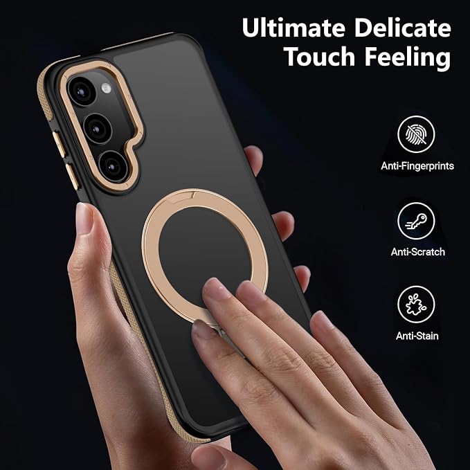 for Samsung Galaxy S25 Case, Magnetic Adjustable Ring Stand [Fit for Magsafe], [Military-Grade Shockproof Protection] Phone Case with Kickstand&Ring Holder (Desert Gold)