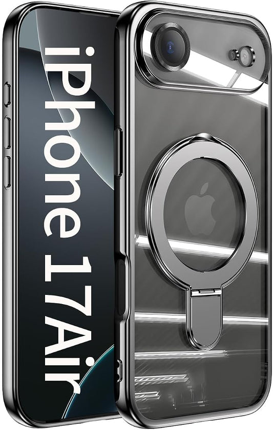 LXK Magnetic Invisible Stand for iPhone 17 Air Case 6.5" Compatible with MagSafe, Military-Grade Protection, with Camera Protector, Clear Scratch-Resistant Back Cover for iPhone 17 Air - Grey