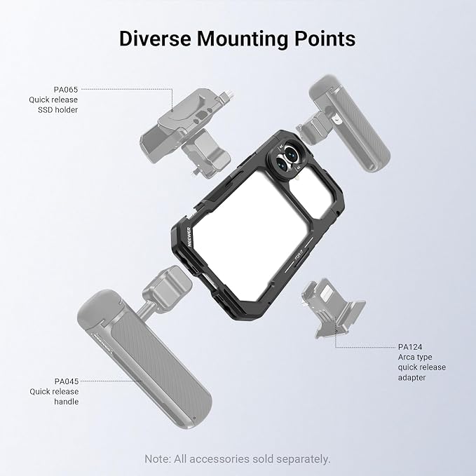 NEEWER Phone Cage Compatible with iPhone 17 Only, Quick Release Video Rig Stabilizer Accessories Kit with 67mm Filter Ring, 17mm Lens Backplate, T Mount Adapter, Camera Control Cap, PA158 (Black)