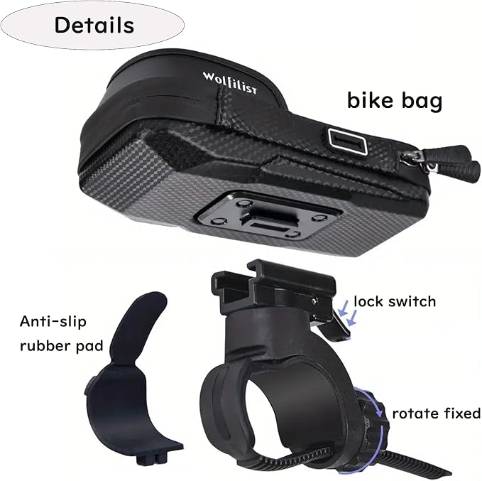 WOLFILIST Bike Phone Holder EVA Waterproof Bike Front Frame Bag Top Tube Bike Bag Bicycle Phone Mount Cycling Pouch with Rain Cover Bike Accessories Gifts for Cyclists Men
