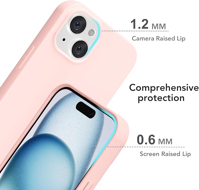 for iPhone 15 Plus/ 14 Plus Case Silicone Compatible with Magsafe Case, Ultra Slim Thin Magnetic Phone Cases Mag Safe, Cute Soft Rubber Gel Matte Wireless Charging Cover for Women, Light Pink