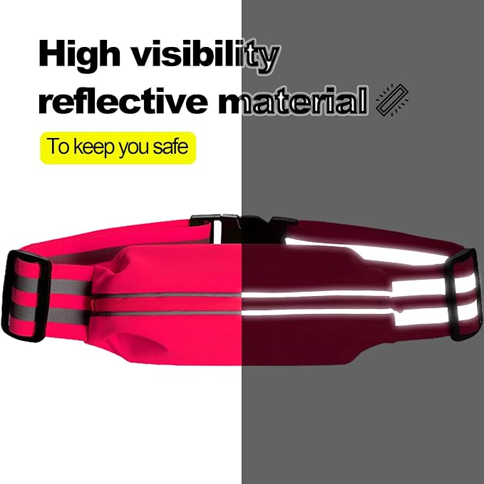 Running Belt Running Phone Belt for Women and Men Phone Holder Runners Pouch Waist Reflective Runners Money Belts Exercise Waist Workout Jogging Running Gear Accessories (Pink）