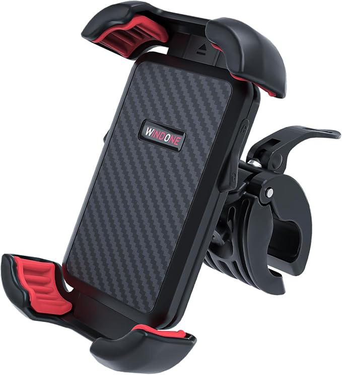 Windone Bike Phone Holder, Motorcycle Phone Mount, Handlebar Phone Mount for Bicycle Scooter, Bike Accessories Compatible with 4.7"~6.7" iPhone, All Smartphones, Red