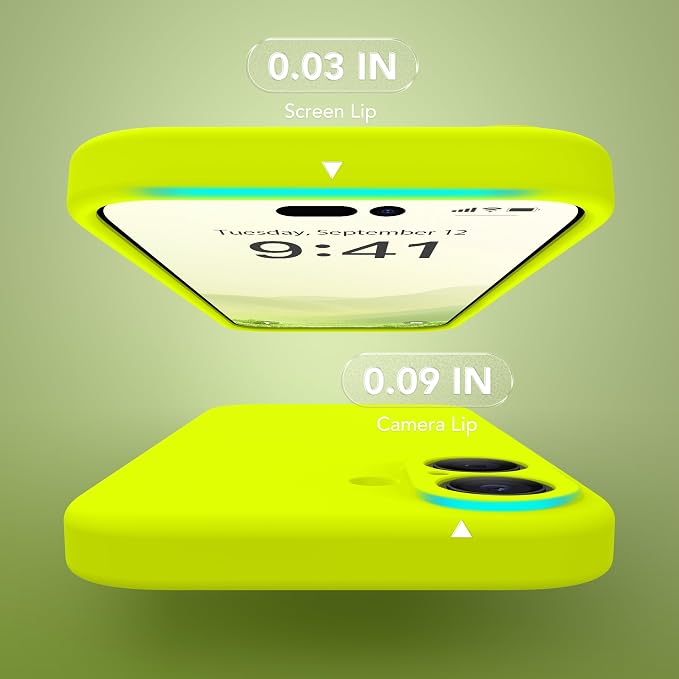Magnetic for iPhone 17 Case, Compatible with MagSafe, [Full Camera Protection][Screen Protector] Silicone Shockproof Protective Phone Case for iPhone 17 6.3", Fluorescent Green