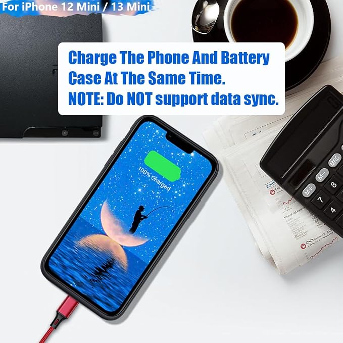 Battery Case for iPhone 12 mini & iPhone 13 mini, 4000mAh Rechargeable Extended Battery Charging Charger Case, Add 100% Extra Juice (5.4 Inches) Black