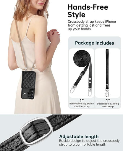 OCASE Compatible with Samsung Galaxy S26 Ultra Crossbody Wallet Case with Card Holder, PU Leather Zipper Handbag Magnetic Phone Purse with RFID Blocking Kickstand Wrist Strap Lanyard, Black