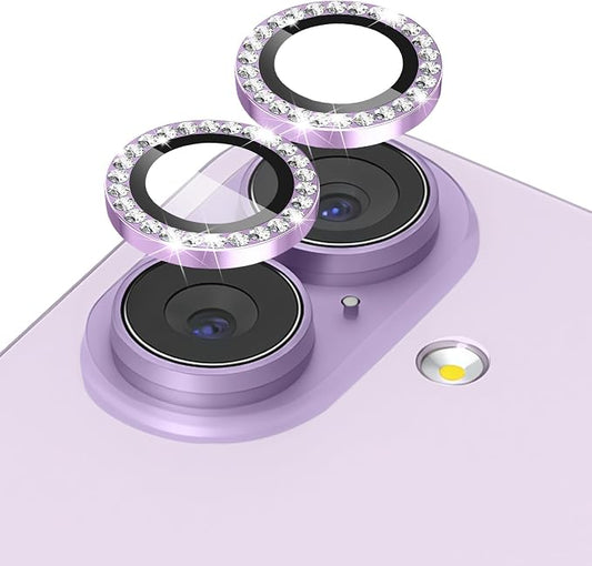 ShinKin Camera Lens Protector for iPhone 17, Glitter Camera Cover, 9H Tempered Glass Individual Metal Ring Camera Protector for iPhone 17 (Diamond - Purple)