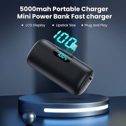 Small Portable Charger for iPhone 17/16/15 Series,5000mAh 3A PD USB C Power Bank,Mini LCD Display Battery Pack for iPhone 17/17Pro/16Plus/16Pro/15Pro Max,Samsung,Android/Moto/LG etc (Pink)