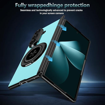 Hekodonk for Galaxy Z Fold 8 Ultra Case with 360 Rotatable Stand,[Compatible with MagSafe][Front Screen Protector],Magnetic Ring Holder with Hinge Protective Case for Samsung Z Fold 8 Ultra,Light Blue