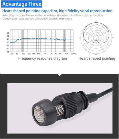 YXG Lavalier Microphone Lapel Microphone, Heart Shaped Directional Condenser mic Compatible with Shure Wireless Bodypack Transmitter, with 1.45m Cable Mini XLR 4 Pin TA4F Plug