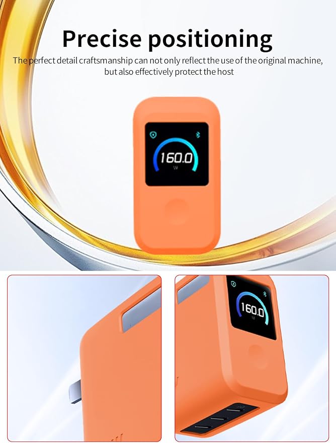 Case for Anker Prime Charger（160W 3Ports Smart Display）, WUNIAK Soft Silicone Protective Portable Scratch Shock Resistant Shell,Protective Case for Anker Prime Charger 160W,Orange