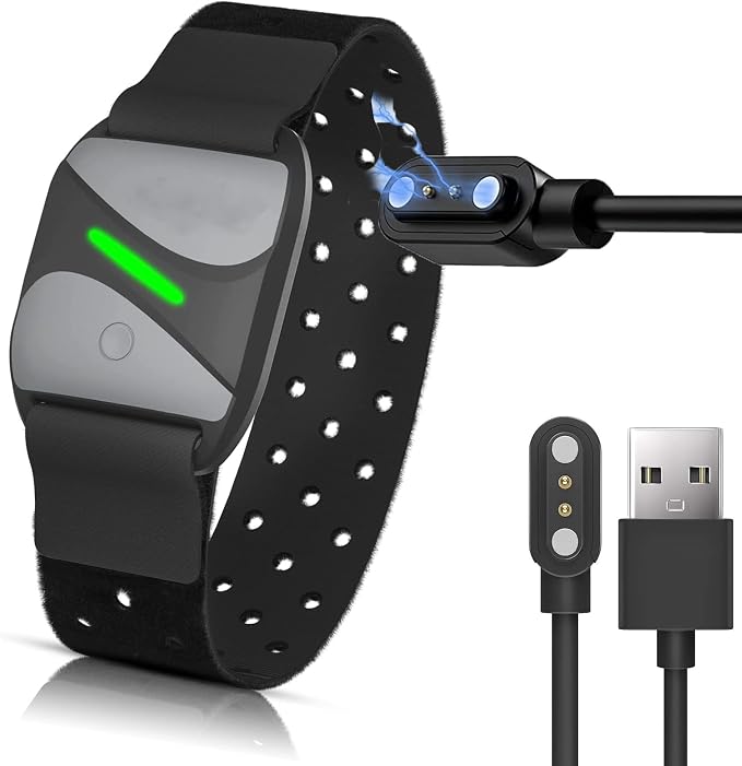 Compatible with COOSPO HW807 Heart Rate Armband Charger, 2 Pin Magnetic USB Replacement Charging Compatible with COOSPO Heart Rate Monitor Armband HW706 / HW807 /HW702 (2 Pack-Black+Black)