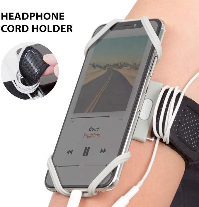 BONE Run Tie, Running Armband Phone Holder, Skin-Friendly & Washable Silicone Sport Armband, Universal Workout Phone Carrier Compatible with 4"-6.7" Smartphones (Gray - Size XL/Arm Size 15.7-21.4")