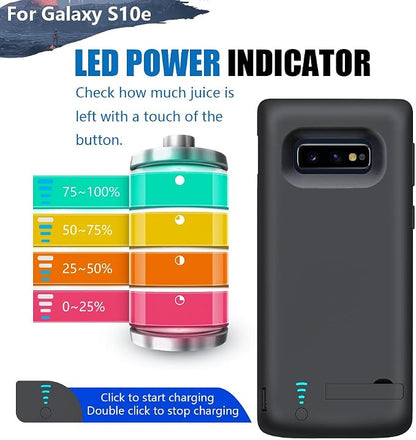 [Upgraded Battery Case for Samsung Galaxy S10e, 5000mAh Rechargeable Extended Battery Charging Charger Case, Add 1.2X Extra Juice (5.8 inch for Galaxy S10e) Black