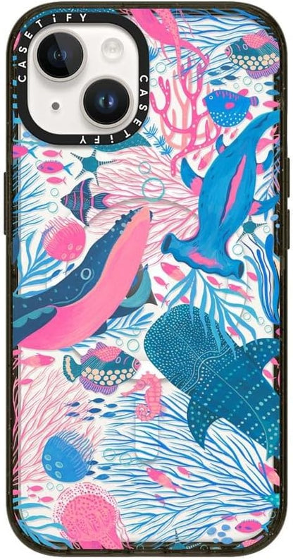 CASETiFY Impact iPhone 14 Case [4X Military Grade Drop Tested / 8.2ft Drop Protection/Compatible with Magsafe] - Under The Sea - Clear Black