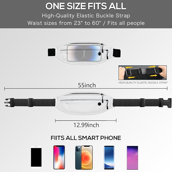 Running belt for Women &Men,Adjustable Exercise Waist Pack Reflective Running Belt for Sports Workout Cycling Hiking, Casual Hands-Free Wallets Phone Bag Fits All Phones (white)