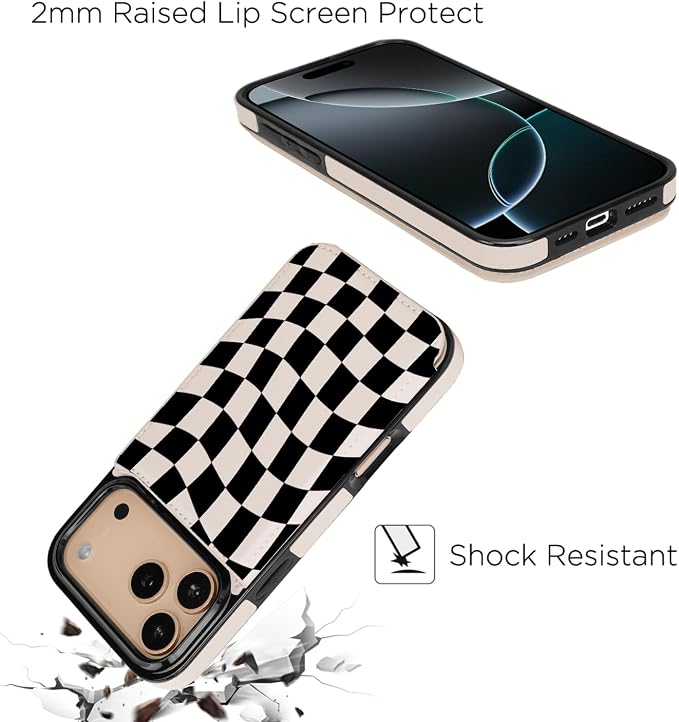 uCOLOR for iPhone 17 Pro Max Wallet Case with Card Holder PU Leather RFID Blocking Design iPhone 17 Pro Max flip case for Women Men Magnetic Clasp Kickstand Design 6.9 inch (Dune Mirage Checkboard)