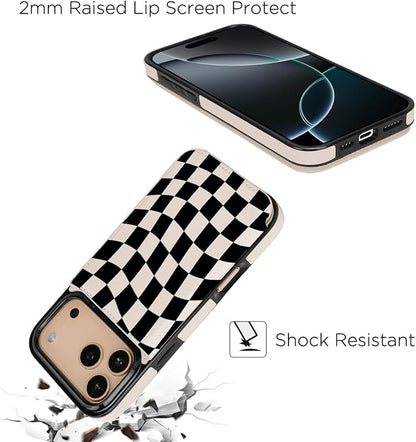 uCOLOR for iPhone 17 Pro Max Wallet Case with Card Holder PU Leather RFID Blocking Design iPhone 17 Pro Max flip case for Women Men Magnetic Clasp Kickstand Design 6.9 inch (Dune Mirage Checkboard)