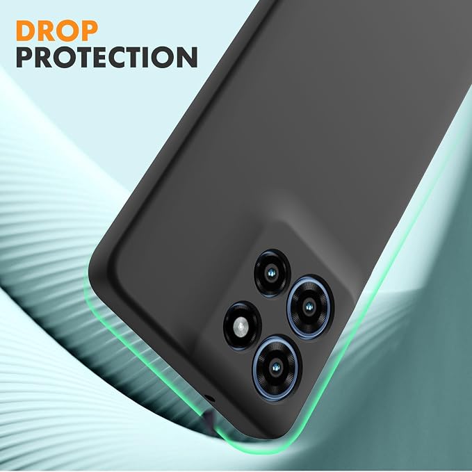 for Motorola Moto G 2025 Case, 2 Pack Tempered Glass Screen Protectors, Soft TPU Liquid Silicone Shockproof Gel Case-Black