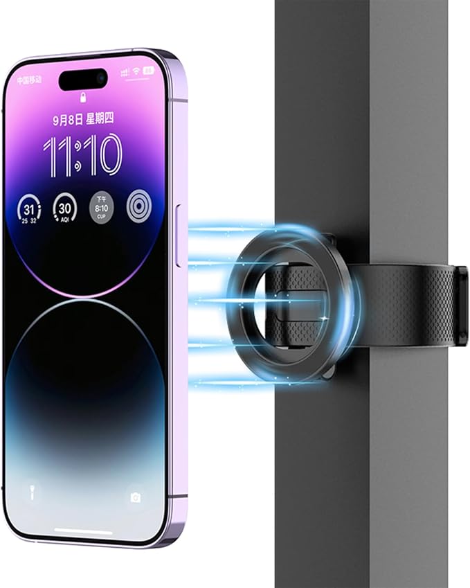 moofit Magnetic Phone Holder, Magnet Fitness Phone Mount Accessory for Gym, Fitness Bikes, Workout Equipment, Stroller and Cart Handlebars, Compatible with MagSafe (iPhone 16/15/14/13/12 Series)