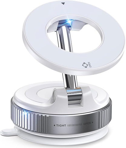 Jononser Magnetic Suction Cup Phone Mount for Magsafe, 360° Adjustable Magnetic Car Phone Holder, Pocket Size Foldable Car Mount, Phone Holders for Your Car for iPhone 17 16 15 14 13 12 Series,White