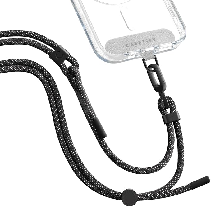 CASETiFY 6mm Rope Cross Body Strap with Card - Flecked Black