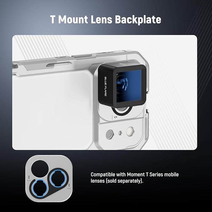 NEEWER Phone Cage Compatible with iPhone 17 Pro, Quick Release Video Rig Stabilizer Accessories with 67mm Filter Ring, 17mm Lens Backplate, T Mount Adapter, 4X Camera Control Cap, PA143 (Silver)
