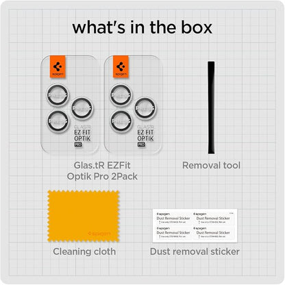 Spigen Camera Lens Screen Protector [GlasTR EZ Fit Optik Pro] Designed for iPhone 15 Pro Max/iPhone 15 Pro/iPhone 14 Pro Max/iPhone 14 Pro [Case Friendly] - Silver [2 Pack]