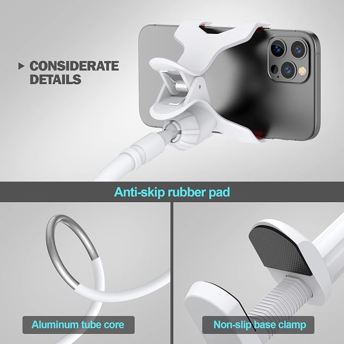 Gooseneck Phone Holder for Bed, Flexible Lazy Arm Mount 360 Adjustable Mobile Phone Clamp Bracket Stand Desk for iPhone 12 Mini 13 12 Pro 11 Pro Xs Max XR X 8 7 6 Plus, Samsung S20 S10 S9, Smartphones